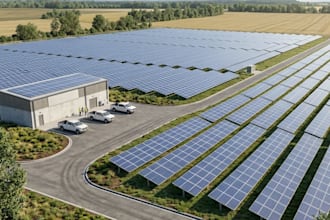 create solar farm layout and 3d visualization