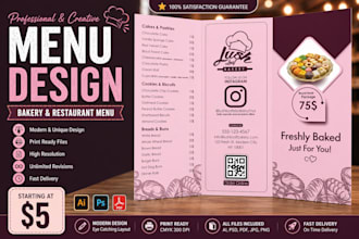 design eye catching food menu, bakery menu or price list