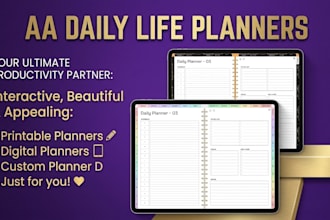 design a hyperlinked digital journal or printable planner for etsy