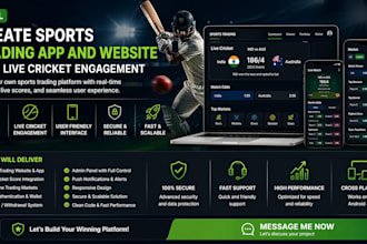 create sports trading app and website with live cricket engagement