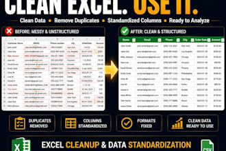 clean and organize your excel or CSV data