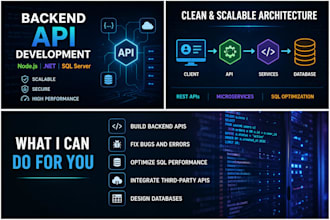 develop backend apis with node js, dot net and sql