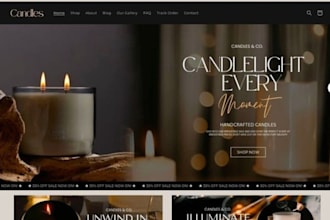 design candle shopify store, scented candle website, candle dropshipping store