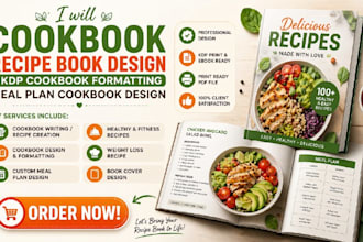 cookbook recipe book design, kdp cookbook formatting, meal plan cookbook design