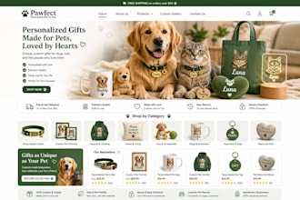 design shopify personalized pet gift store, custom dog gift website