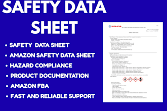 prepare safety data sheet, product documentation, amazon hamzat compliance, fba