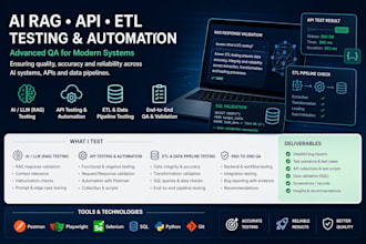 test ai rag systems, apis, etl pipelines with automation QA