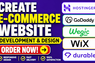 create ecommerce hostinger godaddy wegic wix durable website development design