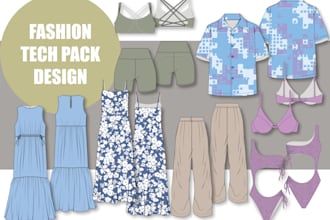 create technical sketches and tech packs