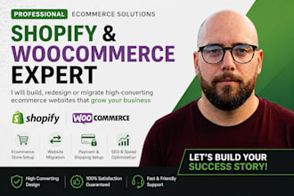 build or migrate your ecommerce website on wordpress woocommerce or shopify