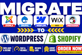 migrate joomla drupal webflow wix prestashop to wordpress to shopify website