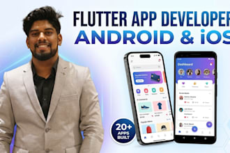 develop flutter mobile app for android and ios with backend