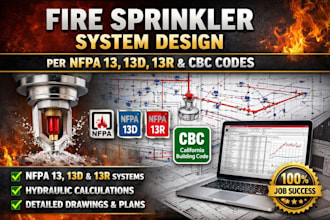 design fire sprinkler system per nfpa13, 13d, 13r, cbc codes