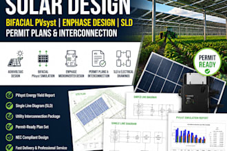 agrivoltaic solar design, bifacial pvsyst, enphase sld permit plans