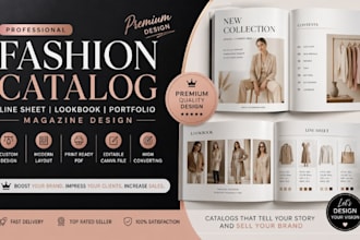 design fashion product catalog, line sheet, portfolio book, magazine, lookbook