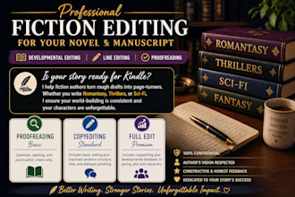 professionally edit your fiction novel with line and developmental editing