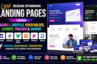 design quarkly grapesjs vvveb buildern layoutit pingendo divhunt landing page