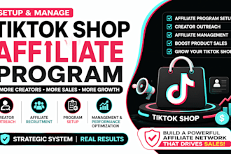 setup and manage tiktok shop affiliate program with creator outreach for sales
