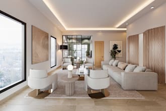 design modern living room interior with realistic 3d render