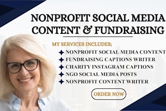 write nonprofit social media, fundraising and donor awareness captions content
