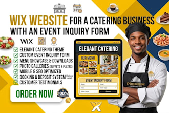 design a wix website for your catering business with an event inquiry form