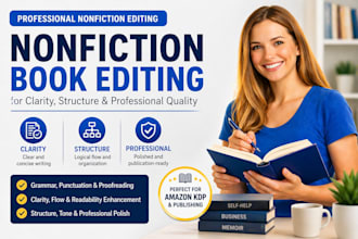 edit, proofread nonfiction book self help, health business for clarity structure
