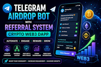build telegram airdrop bot, referral bot, referral system crypto bot web3 dapp