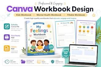 kids workbook canva workbook design mental health workbook fillable workbook