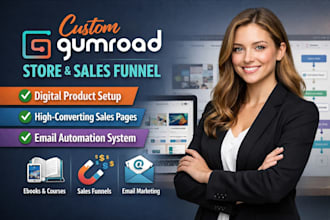 design custom gumroad digital product store ebook sales funnel email automation