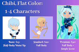 draw your character in a chibi style with flat color