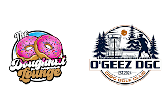 design awesome beautiful doughnut and disc golf logo with express deliver
