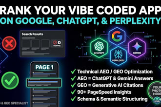 rank your vibe coded app on google with technical SEO, aeo and GEO