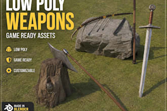 create low poly weapons for games in blender