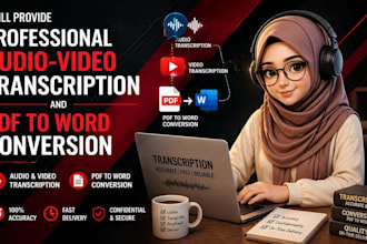 provide professional audio video transcription and PDF to word conversion