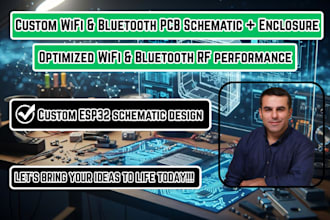 design custom esp32 pcb with wifi, bluetooth and schematic and enclosure
