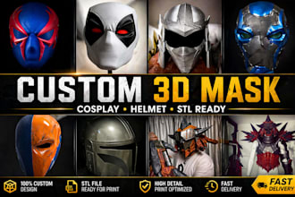 create custom 3d mask, helmet, cosplay mask stl file for 3d printing