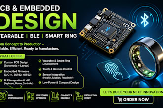 design pcb, embedded ble wearable smart ring and touch hid ble mobile app, nfc