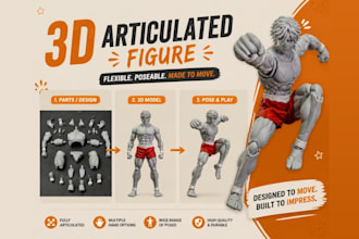 design custom 3d articulated model, action figure, flexi toy stl for 3d printing