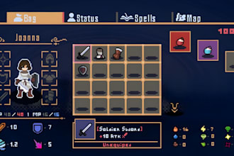 design pixel art gui asset, game icon, pixel art menu tileset ui