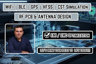 design rf pcb antenna, wifi ble gps antenna, electromagneti, hfss cst simulation
