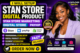 setup stan store digital products, stan store marketing, payhip digital store