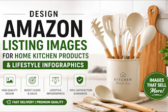 design amazon listing images for home kitchen products, lifestyle infographics
