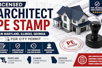 licensed architect pe stamp in maryland, illinois, georgia for city permit