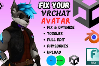fix, optimize, edit your vrchat avatar, add toggles, physbones and upload