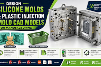 design silicone molds and plastic injection mold cad models for manufacturing