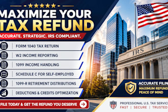 file US tax return 1040, w2, schedule c, 1999r and maximize tax refund