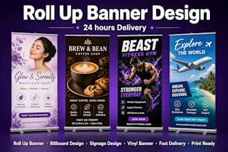 design retractable roll up pull up banner billboard signage backdrop event show