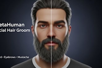 create custom meta human eyebrows, beard and facial hair groom cards hair assets