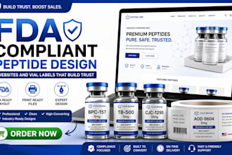 build fda compliant peptide website, peptide vial label, peptide label design