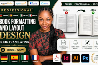 design format, spanish ebook, french dutch book, german italian book, translate